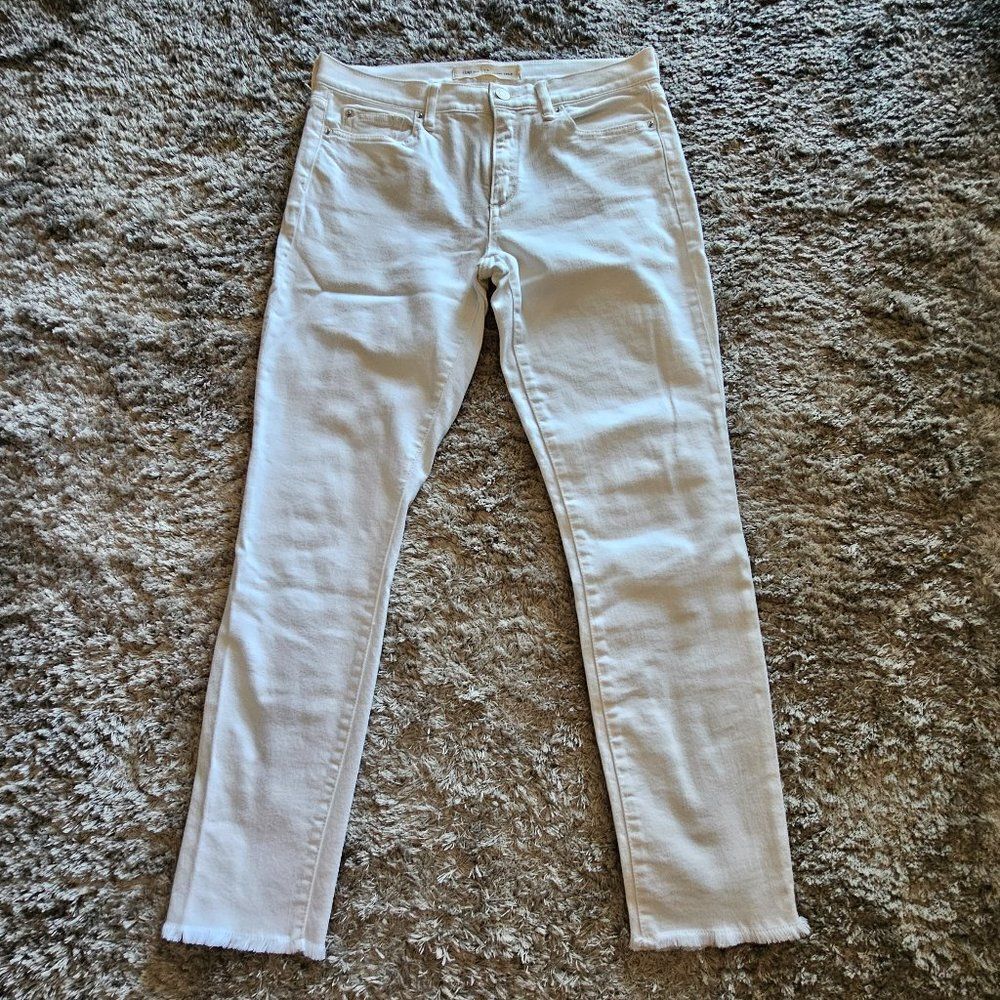 Women's Gap White Ankle Skinny Jeans Raw Hem Size 27 Regular